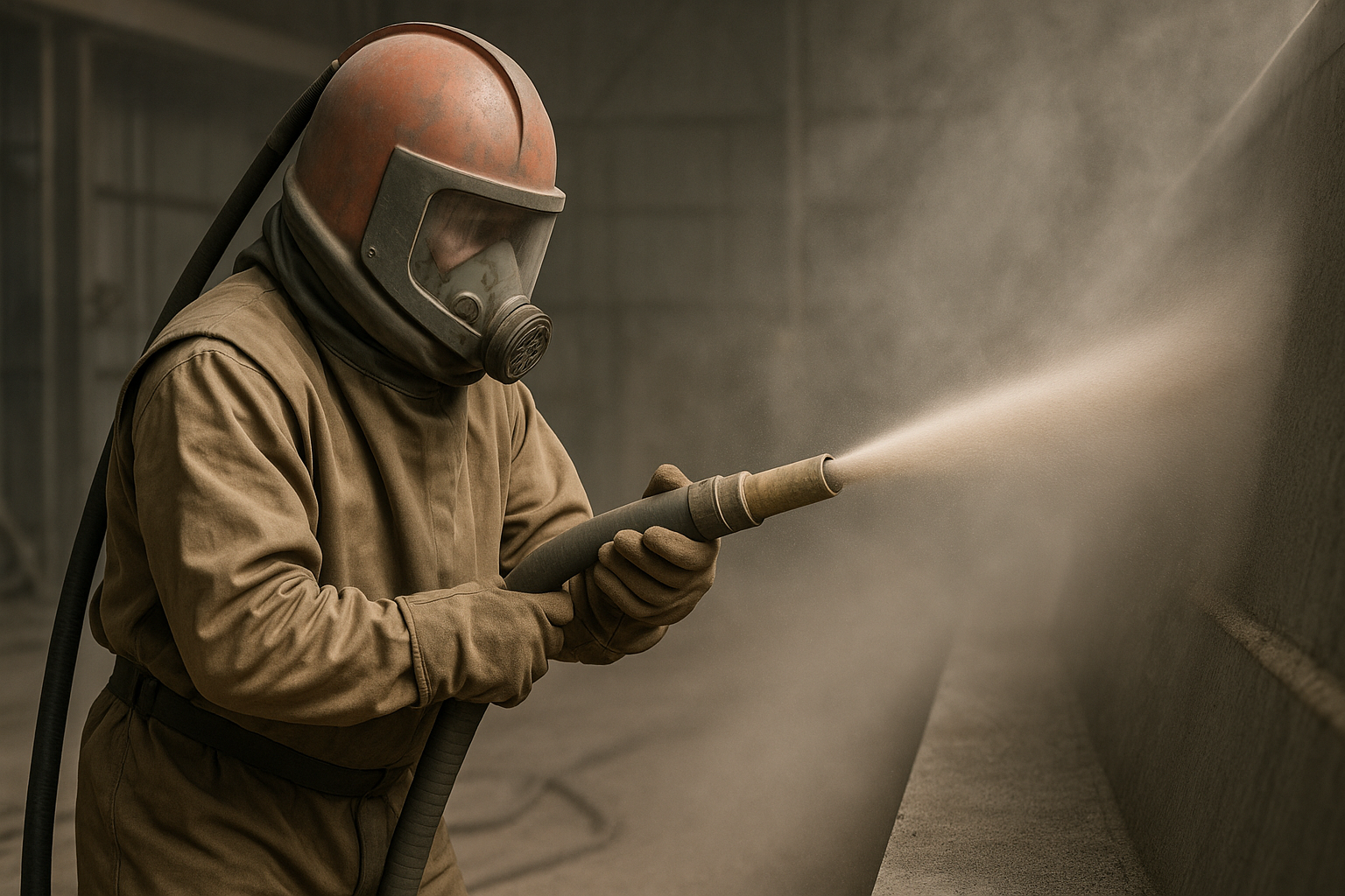 sandblasting with silica sand